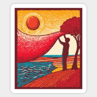 Cosmic Creator - Weaving the Fabric of Day Sticker